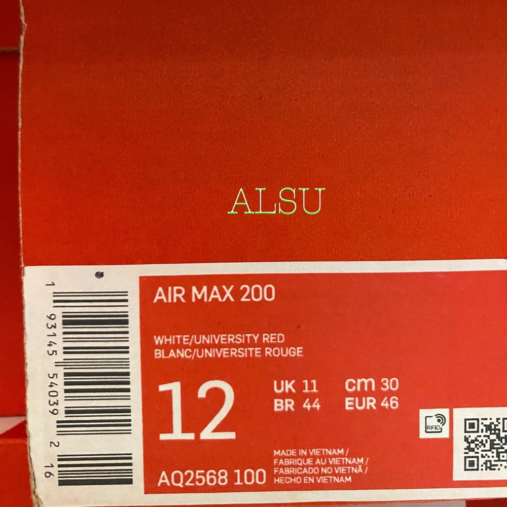 Nike Air Max 200 White University Red Men’s Snaker - Picture 11 of 11